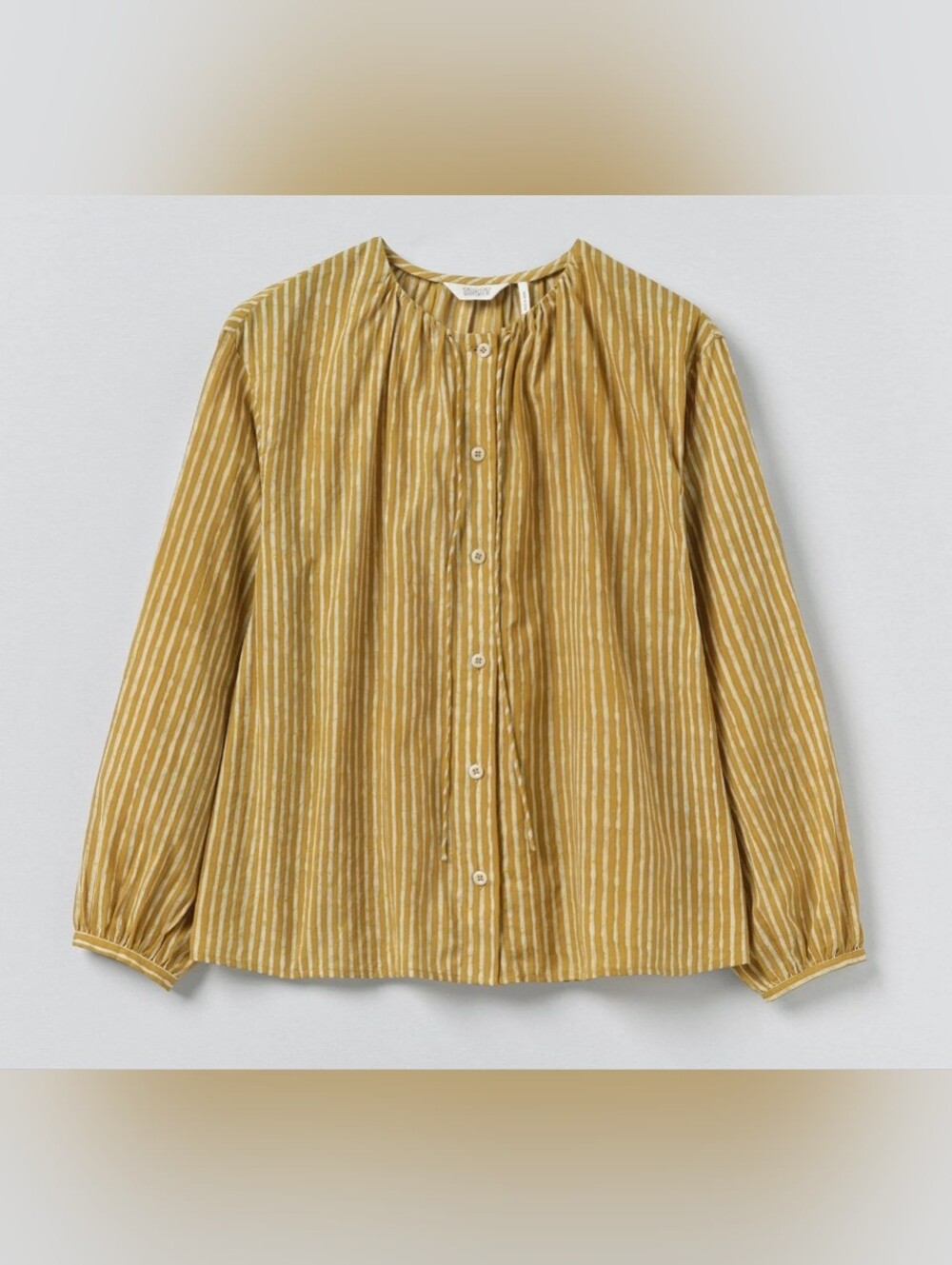 Lightweight Striped Cotton Marigold Button-Up‎ Blouse S